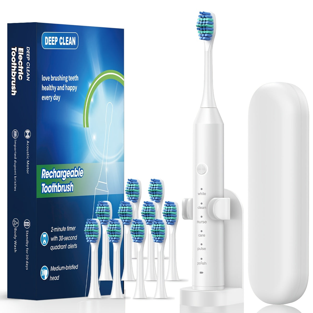 Smart Electric Toothbrush for Adults with 6 Vibration Modes (Cleaning, Whitening, Gum Care, Deep, Massage), USB-Powered Electric Dental Brush, Auto Cleaning, Timer, Charging Station - Ideal Gift for Oral Care, Toothbrush Elec