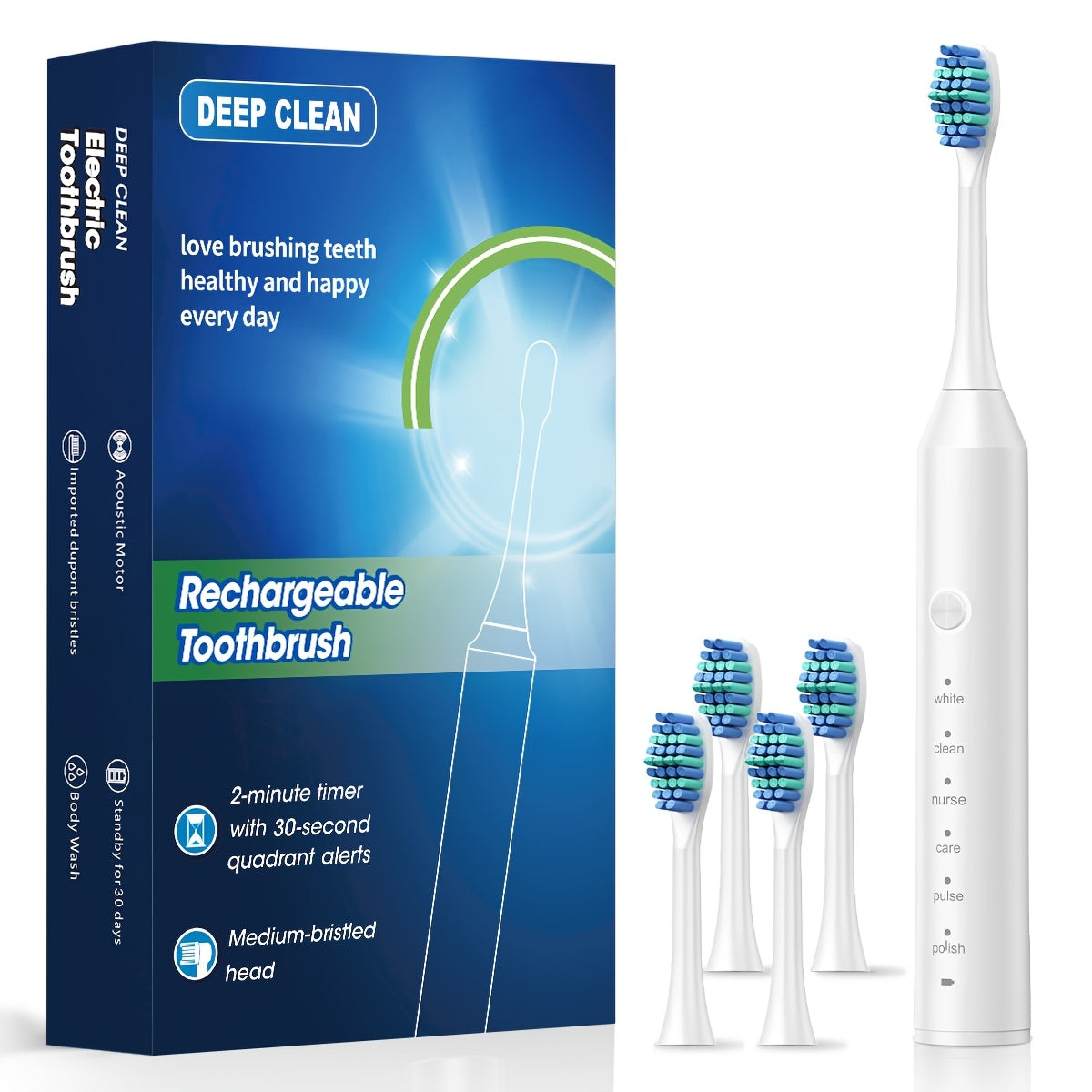 Smart Electric Toothbrush for Adults with 6 Vibration Modes (Cleaning, Whitening, Gum Care, Deep, Massage), USB-Powered Electric Dental Brush, Auto Cleaning, Timer, Charging Station - Ideal Gift for Oral Care, Toothbrush Elec