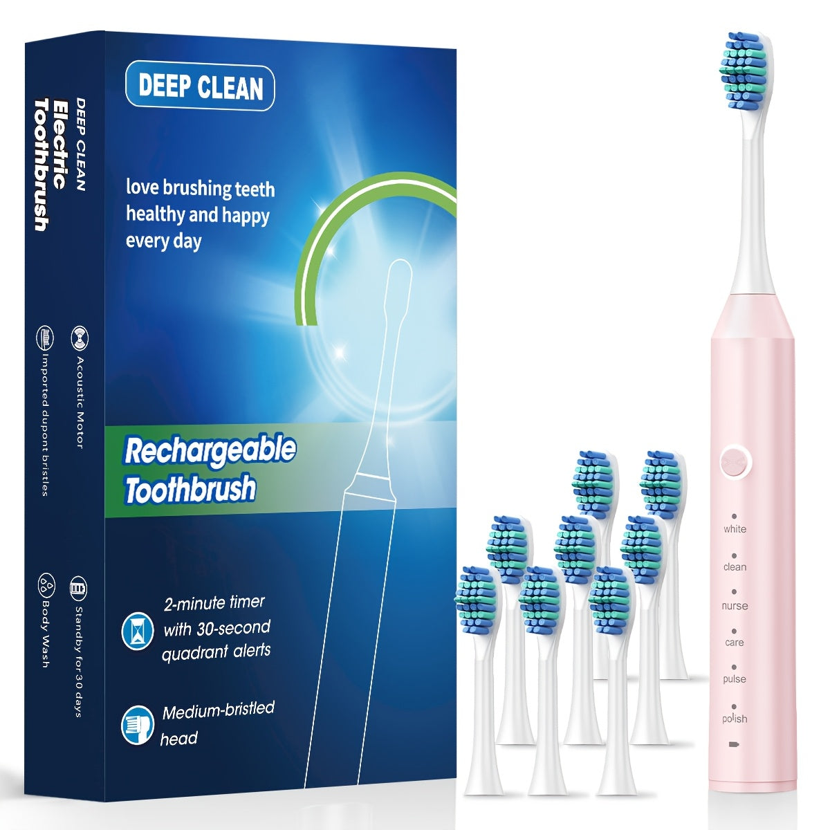 Smart Electric Toothbrush for Adults with 6 Vibration Modes (Cleaning, Whitening, Gum Care, Deep, Massage), USB-Powered Electric Dental Brush, Auto Cleaning, Timer, Charging Station - Ideal Gift for Oral Care, Toothbrush Elec