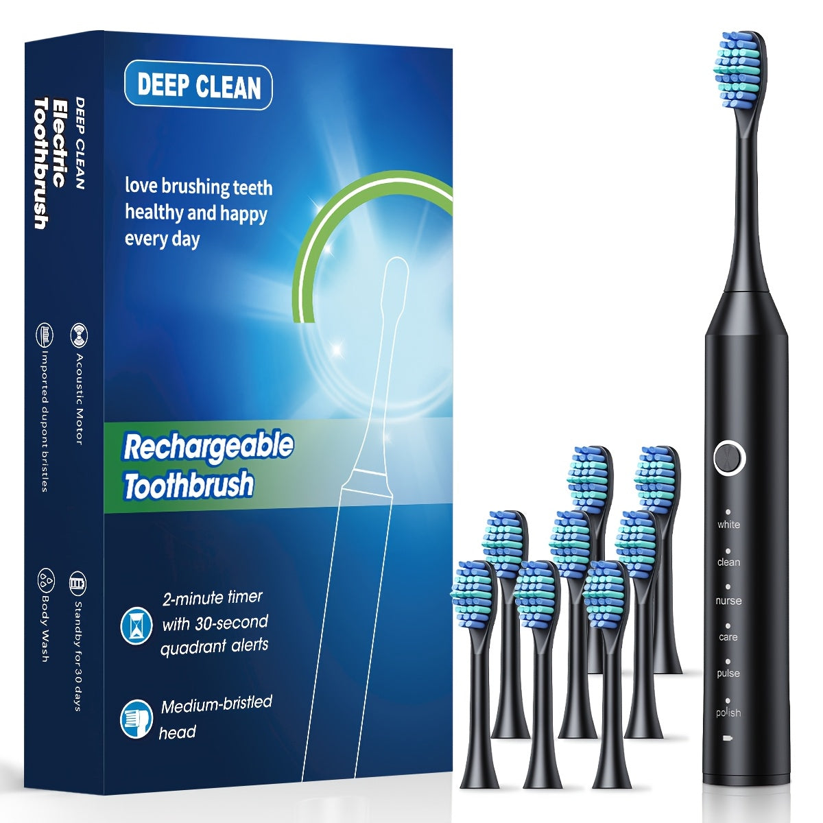 Smart Electric Toothbrush for Adults with 6 Vibration Modes (Cleaning, Whitening, Gum Care, Deep, Massage), USB-Powered Electric Dental Brush, Auto Cleaning, Timer, Charging Station - Ideal Gift for Oral Care, Toothbrush Elec
