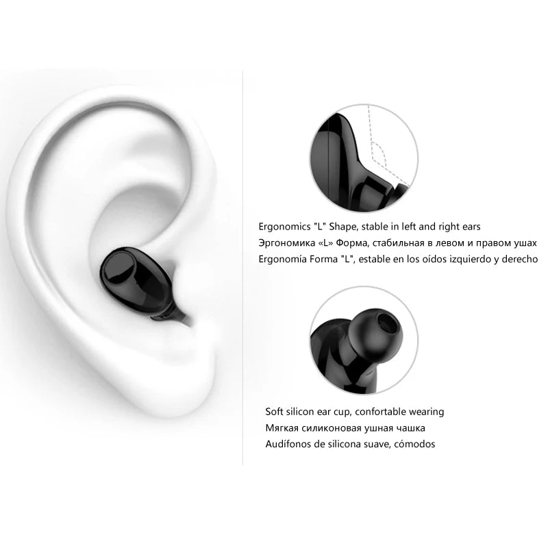 NVAHVA 10 Hrs Music Time Bluetooth Earbud Wireless Earphone Mini Headset For iPhone Xiao mi Android Cellphones TV PC Car Driving