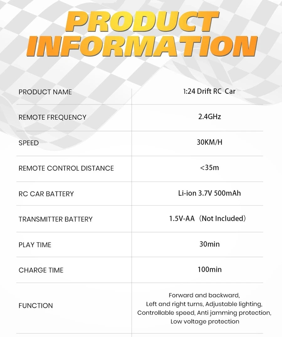 RC Drift Car 4WD Remote Control High Speed Racing Vehicle with LED Lights 2.4GHz Radio 4x4 Off-Road Truck Toy for Children Kids