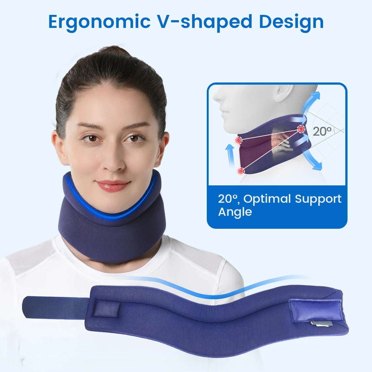 VELPEAU Neck Brace for Pain Relief and Spine Pressure, Adjustable Foam Neck Support Collar for Snoozing and Sleep Apnea