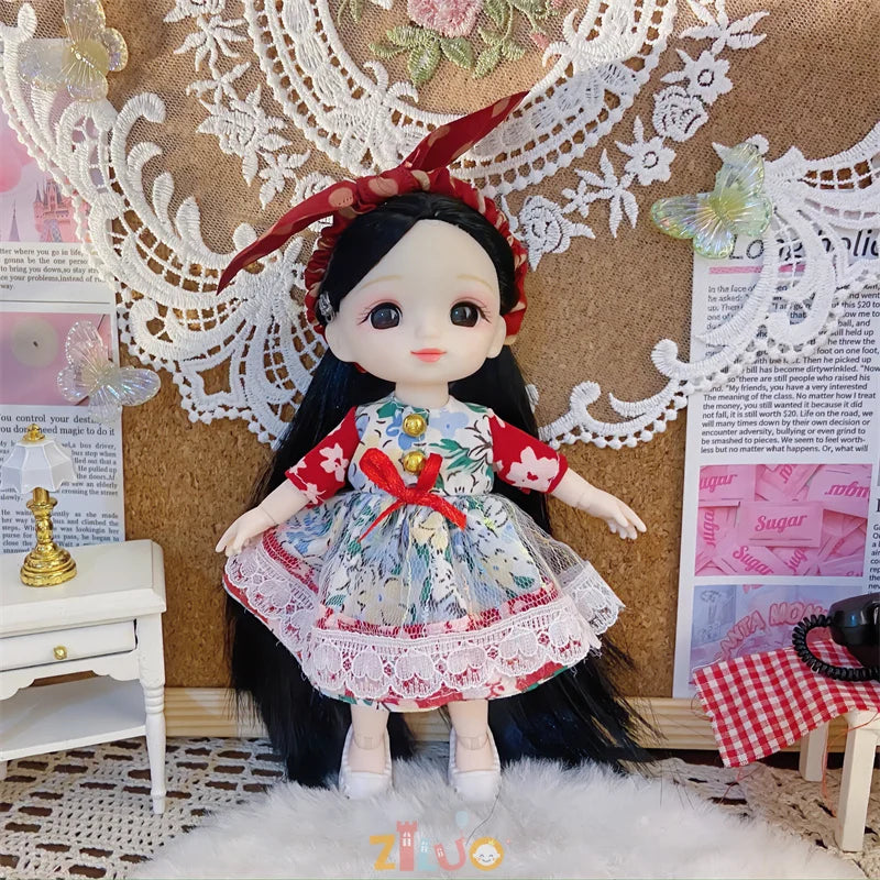 16cm Dolls for Girls Children's Toys 1/8 BJD Mini Dolls Kawaii with Clothes Birthday Xmas Gifts Princess Dress Up Toy