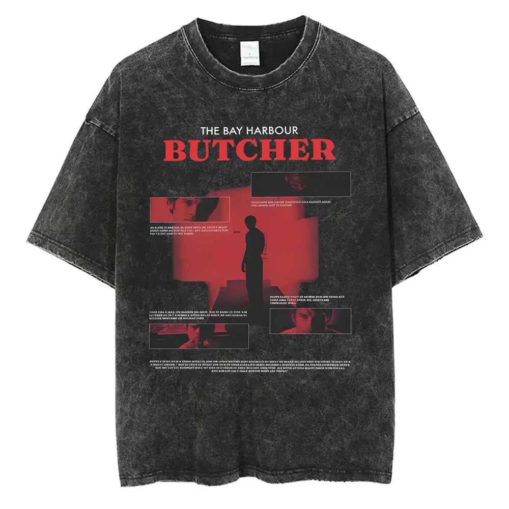 Washed Vintage TV Play Dexter Morgan Graphic T-shirt Men Women Casual Cotton Short Sleeve T-shirts Male Loose Oversized T Shirts