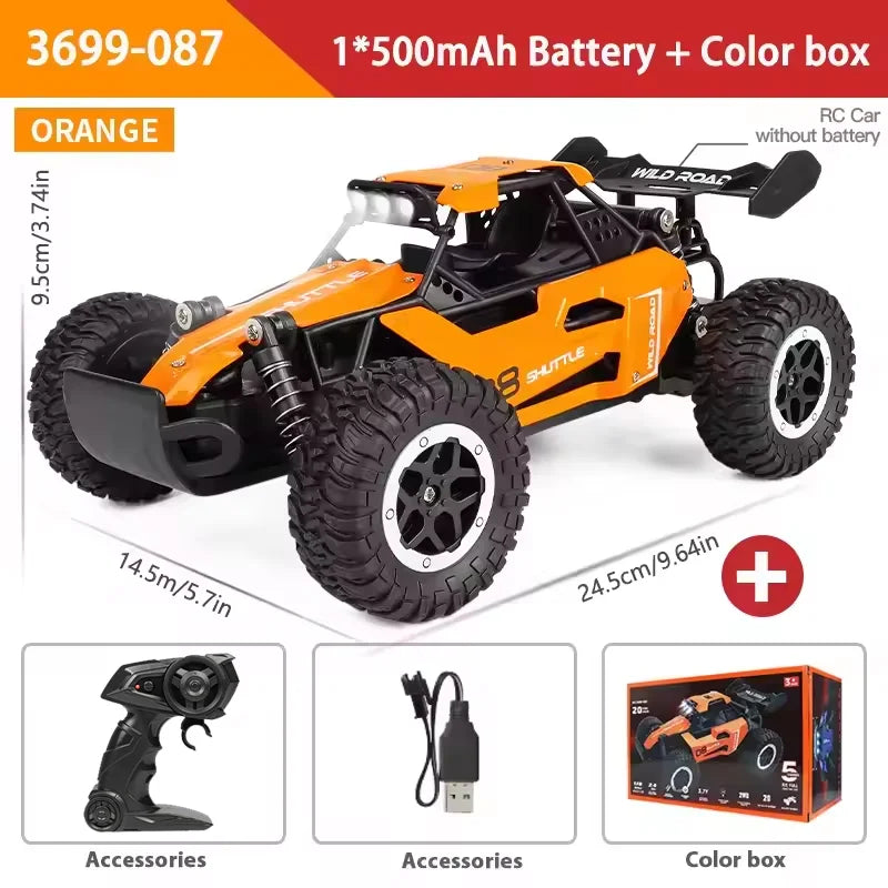 1:16 Scale 2WD All Terrain Fast RC Car 20KM/H High Speed Electric Off-Road Vehicle Outdoor Remote Control Truck for Kid Toy Gift