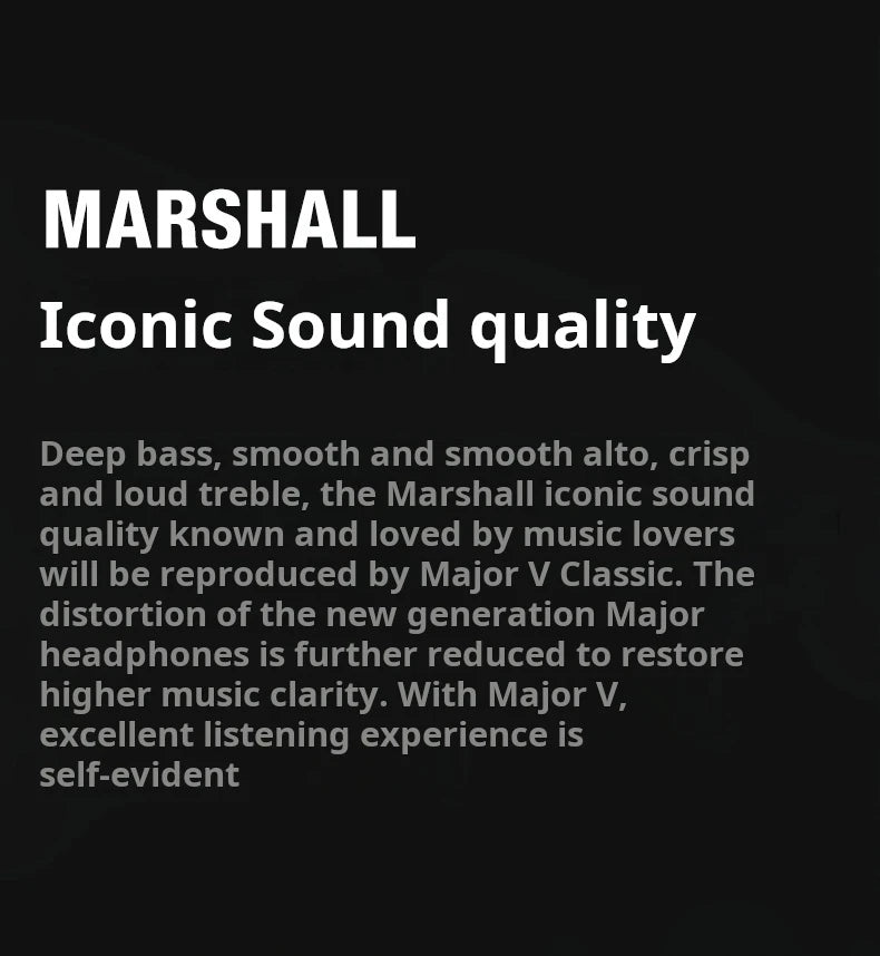 Original Marshall Major V 5 Wireless Bluetooth Headphones With App Classic Earphones Deep Bass Foldable Music Microphone Headset