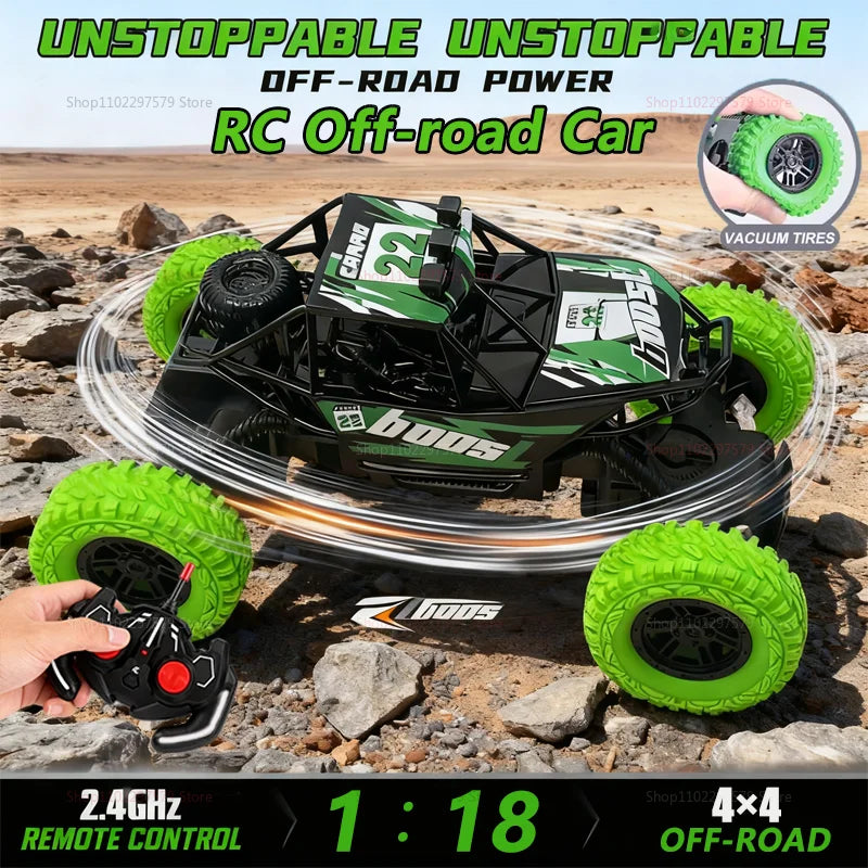 Remote Control Off-Road Climbing Car 1:18 For Kids High Speed Flashing Lights Rechargeable Toy Vehicle Gifts For Boys And Girls