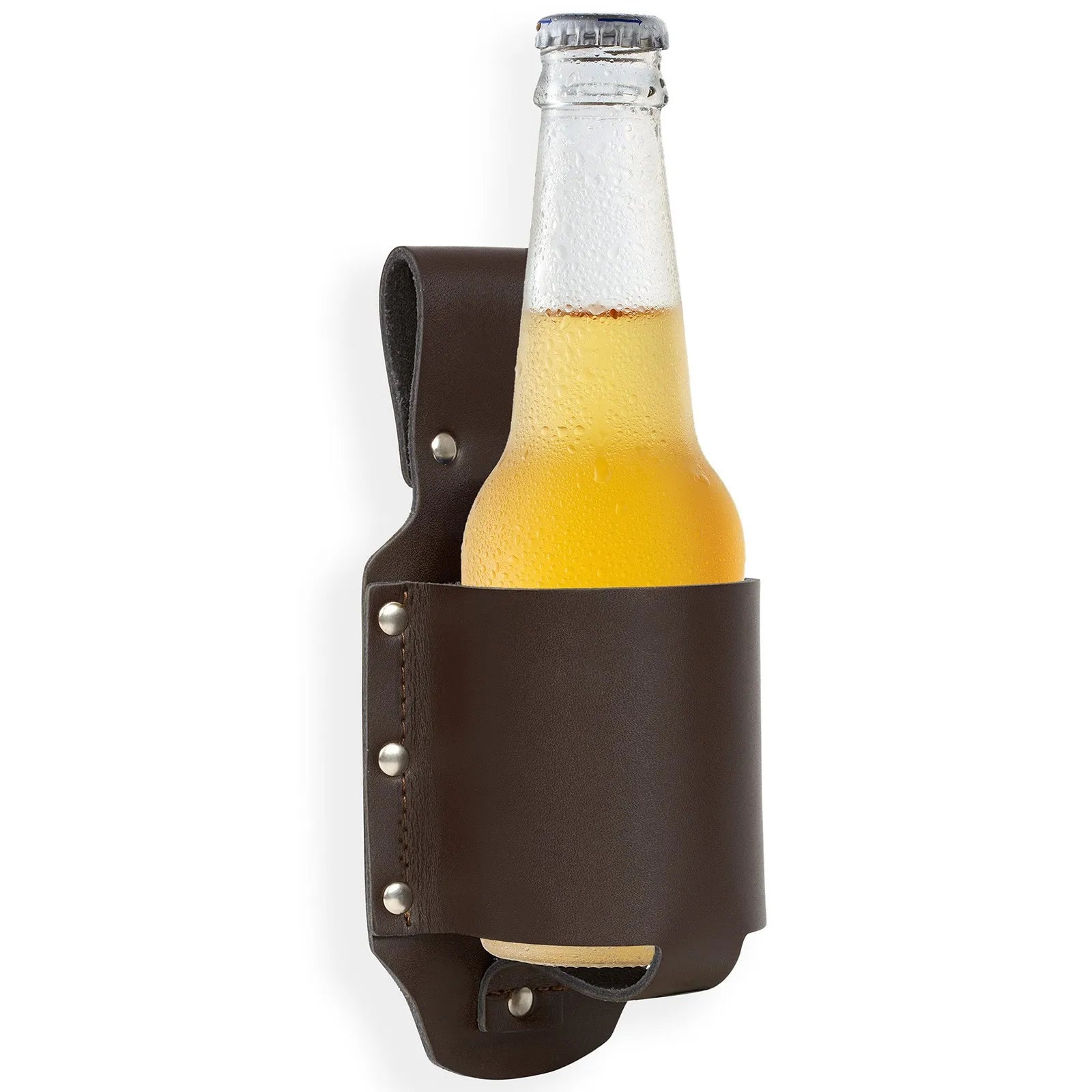 2PC Beer Holster for Cowboy,Handsfree Beverage Holder,Western Bottle Leg Grip for Men,Full Leather Handmade Drinking Accessories