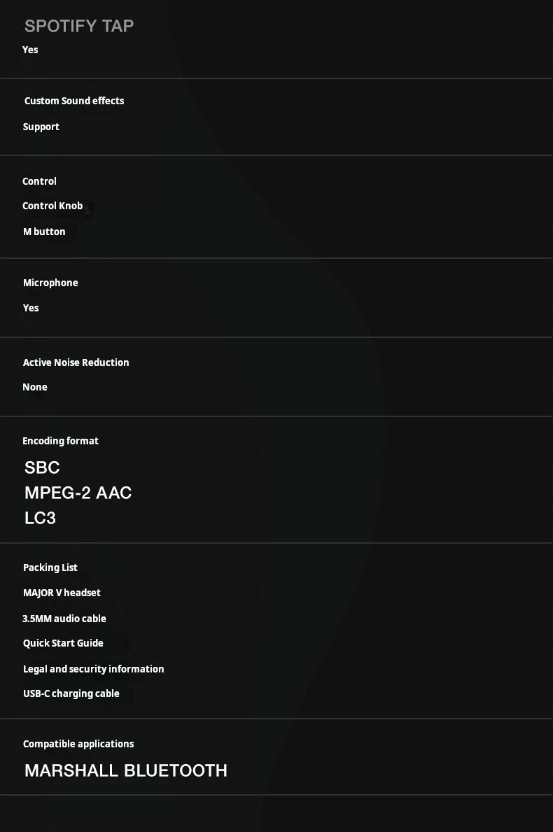 Original Marshall Major V 5 Wireless Bluetooth Headphones With App Classic Earphones Deep Bass Foldable Music Microphone Headset