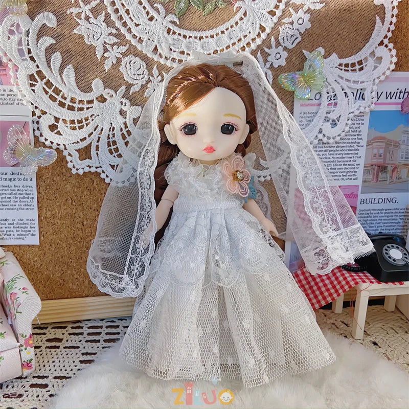 16cm Dolls for Girls Children's Toys 1/8 BJD Mini Dolls Kawaii with Clothes Birthday Xmas Gifts Princess Dress Up Toy