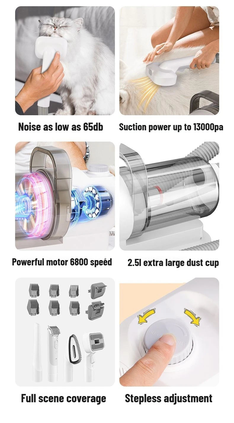 Pet multi-functional hair trimmer dog vacuum set all-in-one machine pet beauty device vacuum cleaner hair clipper