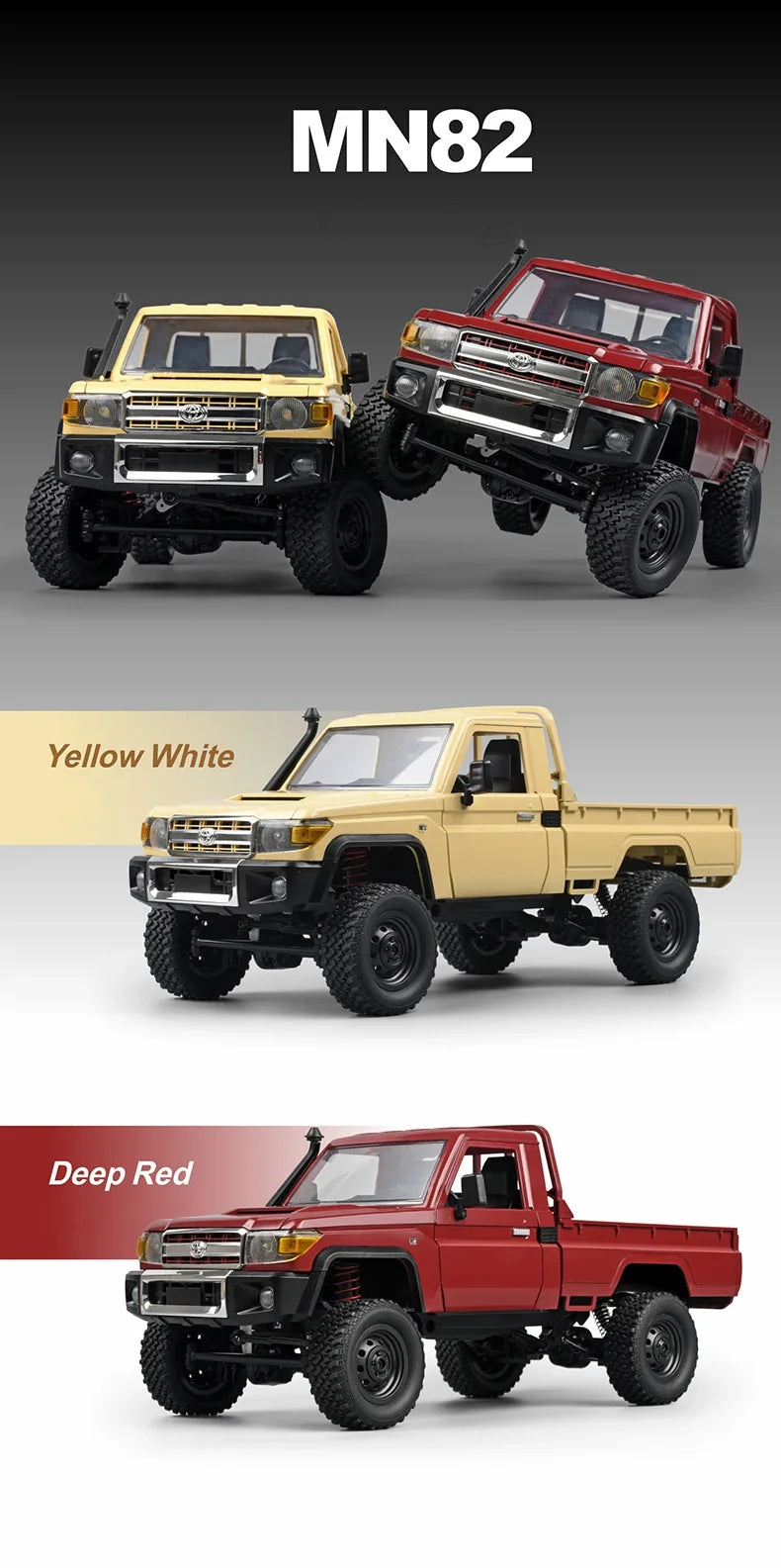 ZWN 1:12 Full Scale RC CAR MN82 Upgraded MN82 PRO Controllable Headlights 2.4G 4WD Off-Road Car Pick Up Truck Toy for Kids Gifts