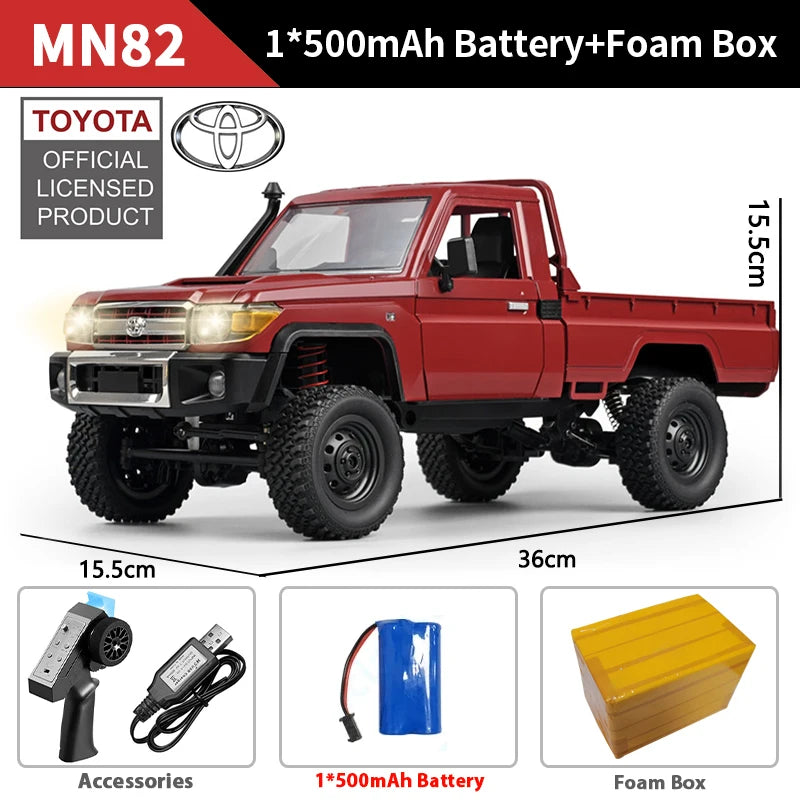 ZWN 1:12 Full Scale RC CAR MN82 Upgraded MN82 PRO Controllable Headlights 2.4G 4WD Off-Road Car Pick Up Truck Toy for Kids Gifts