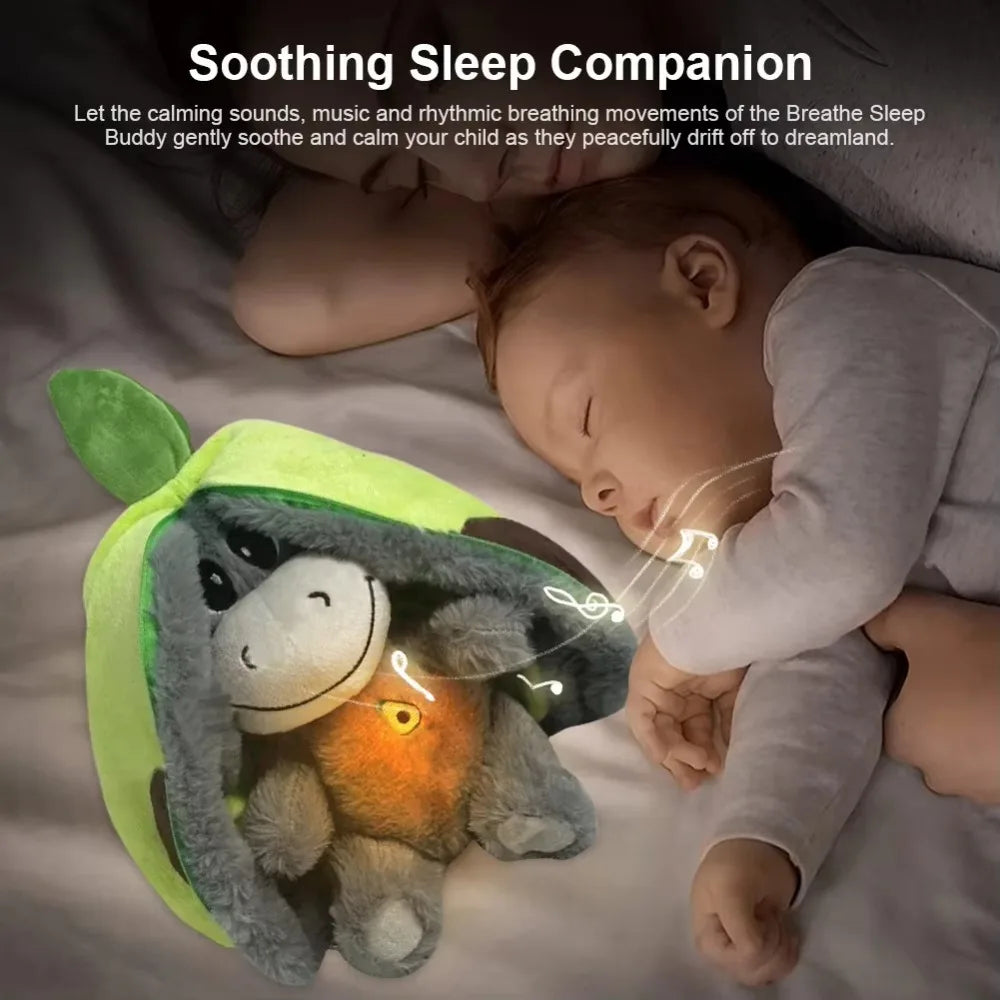 Creative 12.6inch Luminous Breathing Doll Plush Strawberry Breathing Stuffed Doll Soft Donkey Baby Sleeping Toys Kids