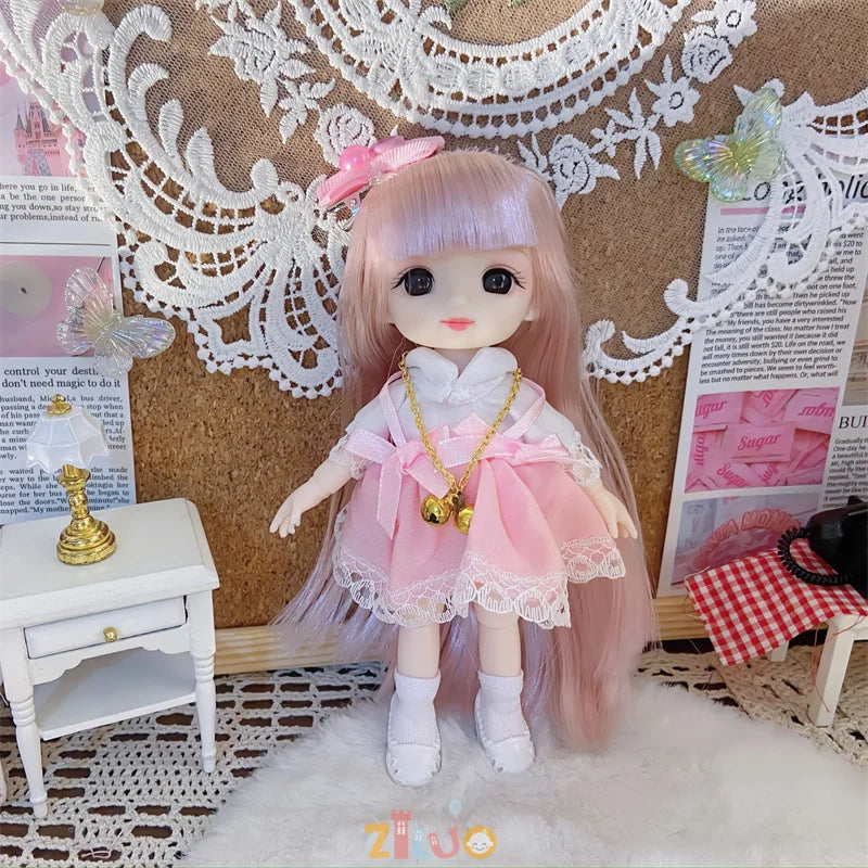 16cm Dolls for Girls Children's Toys 1/8 BJD Mini Dolls Kawaii with Clothes Birthday Xmas Gifts Princess Dress Up Toy