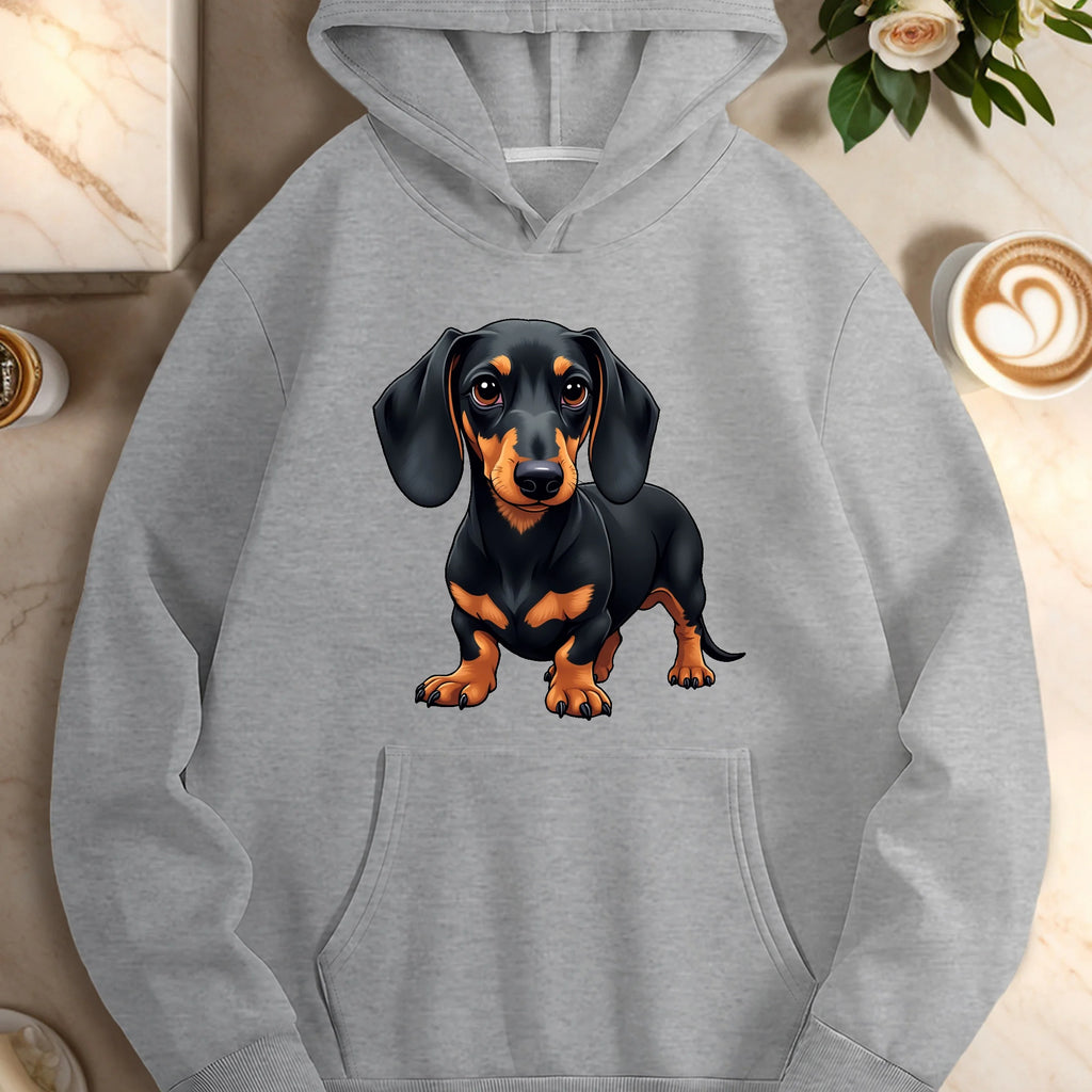 Realistic dachshund illustration  women's casual hoodies