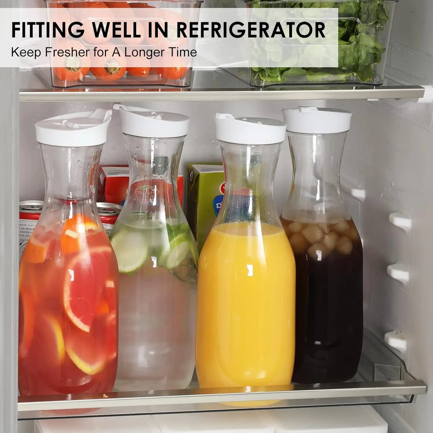 3pcs 1.5 L Plastic Water Carafe with Flip Top Lid, Square Base Juice Containers, Bar Supplies Pitcher for Drinks, Tea, Milk