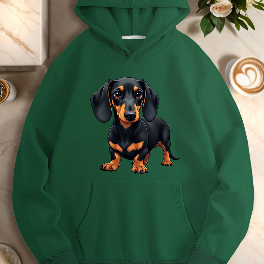 Realistic dachshund illustration  women's casual hoodies