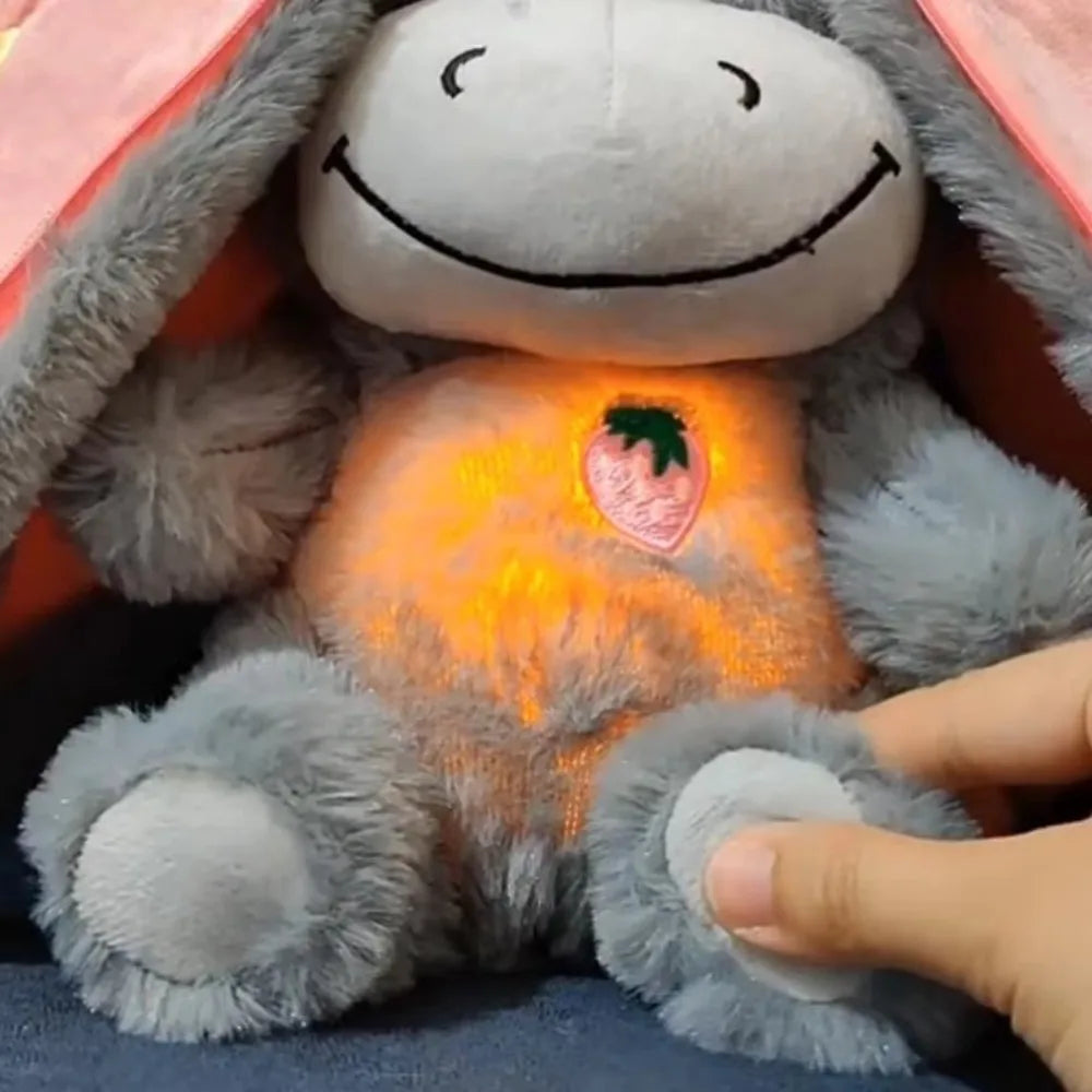 Creative 12.6inch Luminous Breathing Doll Plush Strawberry Breathing Stuffed Doll Soft Donkey Baby Sleeping Toys Kids