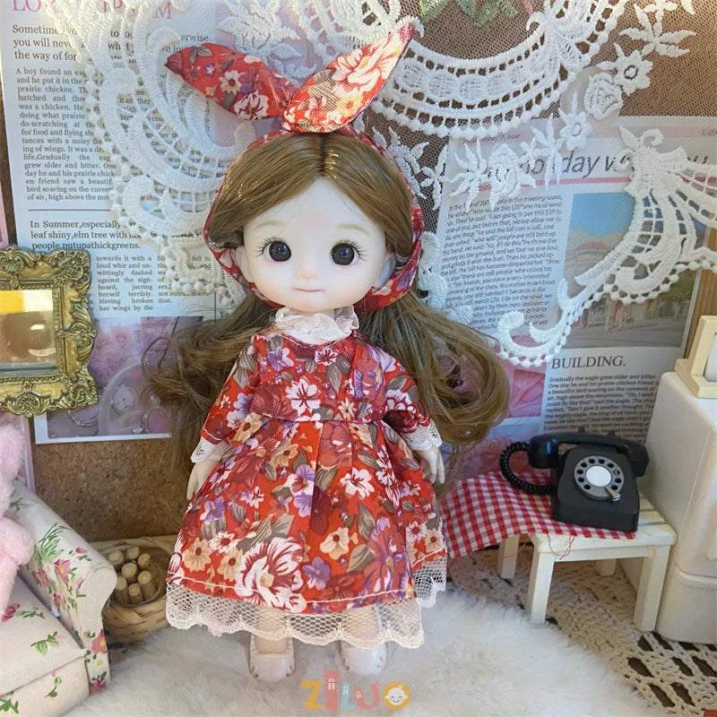 16cm Dolls for Girls Children's Toys 1/8 BJD Mini Dolls Kawaii with Clothes Birthday Xmas Gifts Princess Dress Up Toy