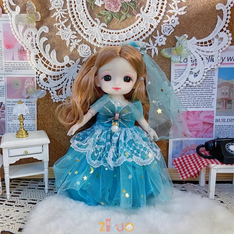16cm Dolls for Girls Children's Toys 1/8 BJD Mini Dolls Kawaii with Clothes Birthday Xmas Gifts Princess Dress Up Toy