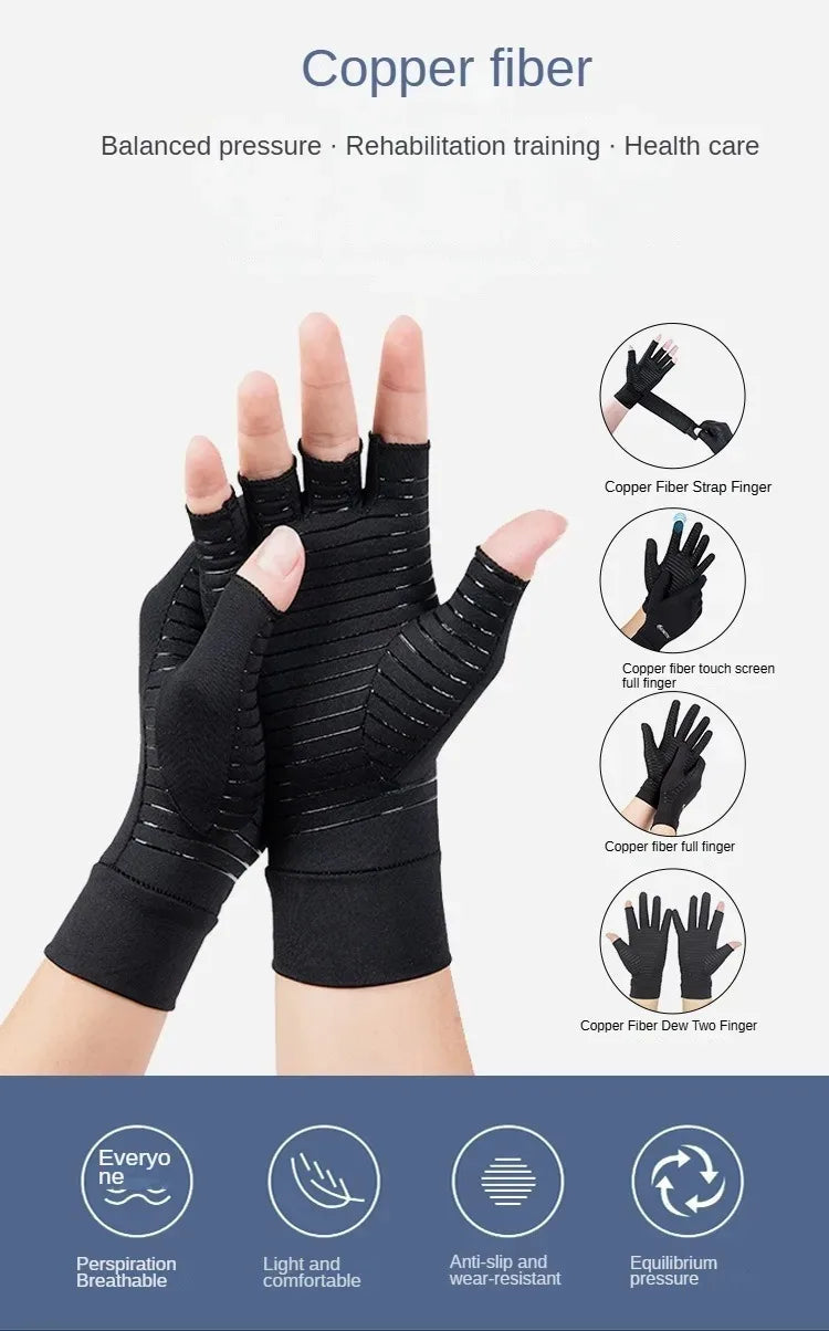 1Pair Unisex Fingerless Arthritis Gloves Wrist Brace Hand Support for Carpal Tunnel Pain Relief And Swelling Men And Women