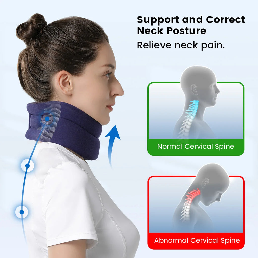 VELPEAU Neck Brace for Pain Relief and Spine Pressure, Adjustable Foam Neck Support Collar for Snoozing and Sleep Apnea