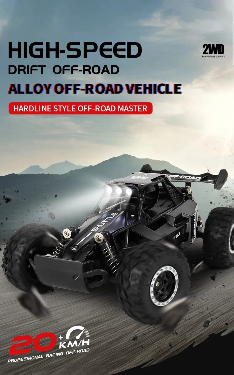 Remote Control Car RC Drift Racing 1:16 Vehicle Off Road Alloy 2.4G Radio High-Speed Trucks With LED Light Climbing Gift Kid Toy