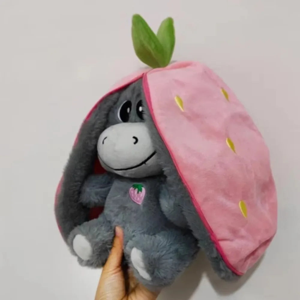 Creative 12.6inch Luminous Breathing Doll Plush Strawberry Breathing Stuffed Doll Soft Donkey Baby Sleeping Toys Kids
