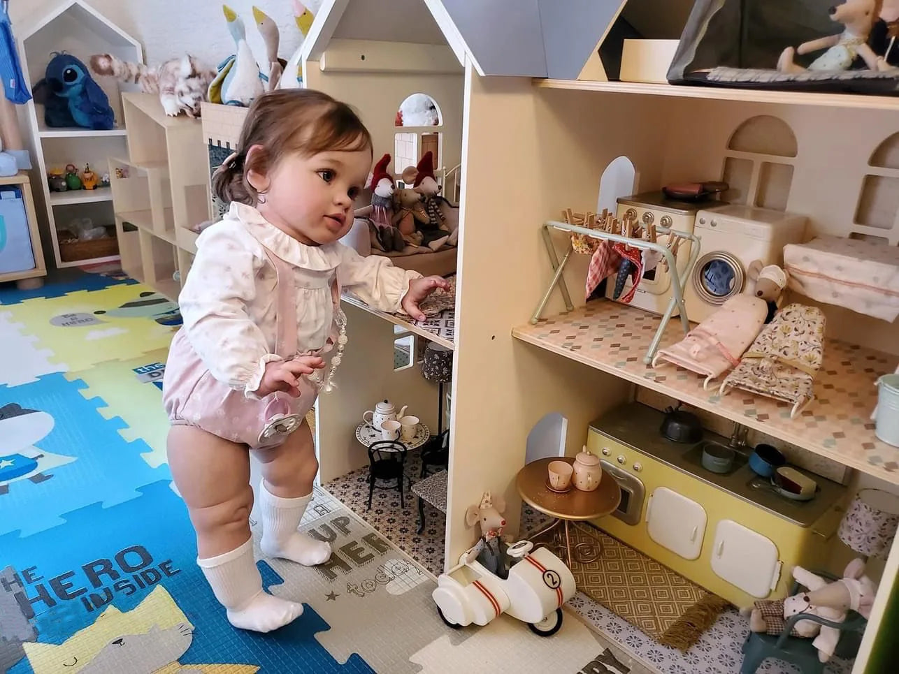 NPK 66CM Pippa Already Painted Finished Doll Reborn Toddler Huge Baby Size Popular Lifelike Soft Touch 3D Skin Art Doll