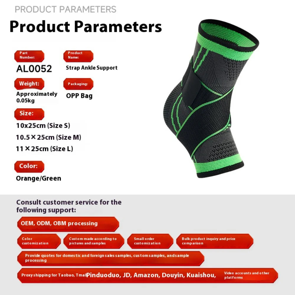 1Pcs High Quality Adjustable Ankle Support Compression Ankle Brace Protector Running Soccer Basketball Fitness Joint Pain Nylon