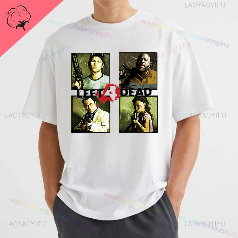 Left 4 Dead 2 L4D T-Shirt Men Women Fashion Casual Gamer Short Sleeve T-shirt Aesthetic Vintage Retro Style T-shirts Harajuku