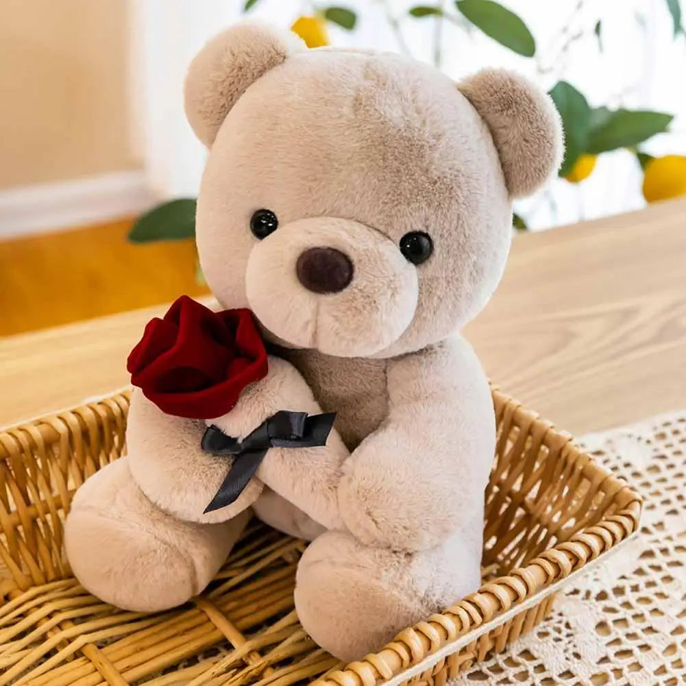 25cm Kawaii for Valentines Day Gift Teddy Bears Stuffed Animal Rose Bear Doll Valentine's Day Gift for Girlfriend