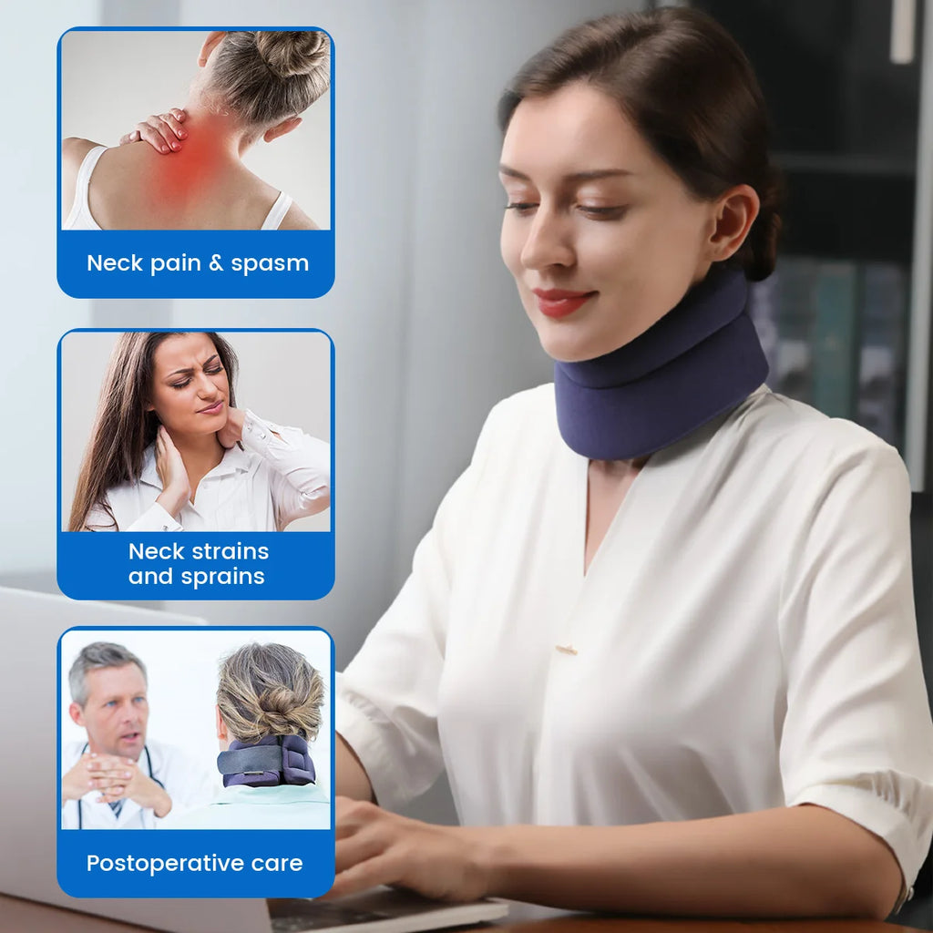 VELPEAU Neck Brace for Pain Relief and Spine Pressure, Adjustable Foam Neck Support Collar for Snoozing and Sleep Apnea