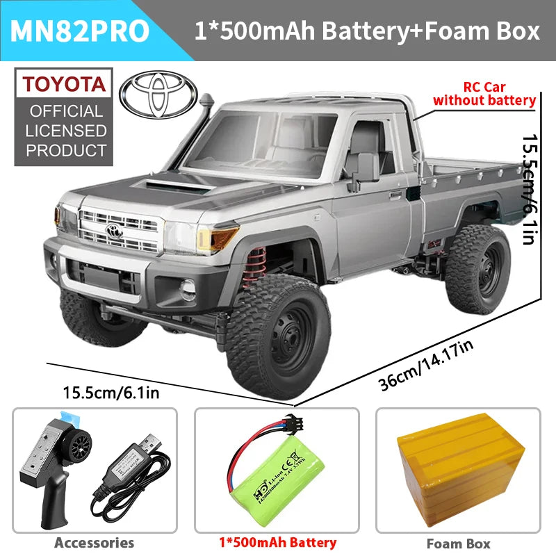 ZWN 1:12 Full Scale RC CAR MN82 Upgraded MN82 PRO Controllable Headlights 2.4G 4WD Off-Road Car Pick Up Truck Toy for Kids Gifts