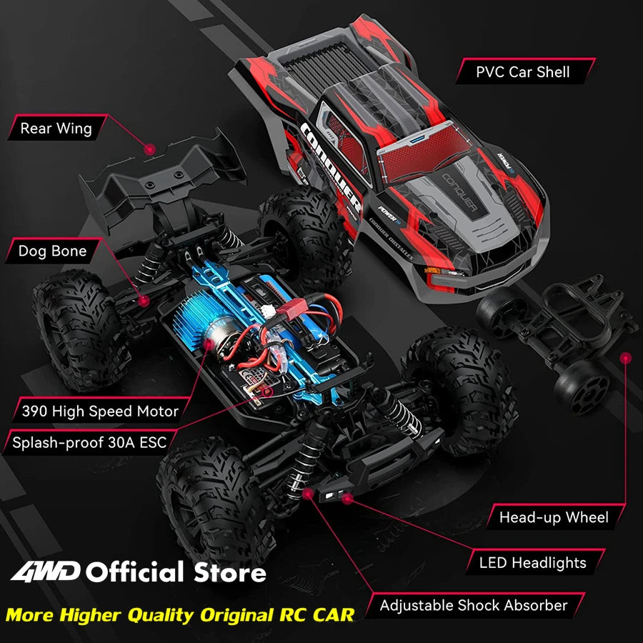 4WD 1:16 80KM/H Super Brushless 50KM/H Brushed RC Car 4x4 Off Road Remote Control High Speed Drift Racing Truck Toy Kids Adults