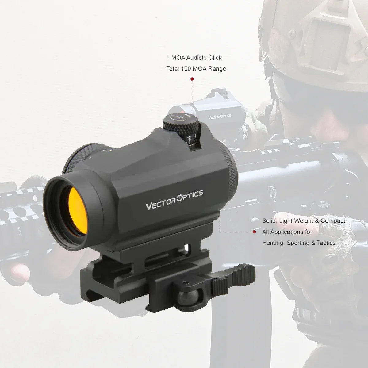 Vector Optics Maverick 1x22 GenII Red Dot Sight Compact with 3MOA Dot Size&11 Levels Dot Intensity For AR 15 AK .223 .308