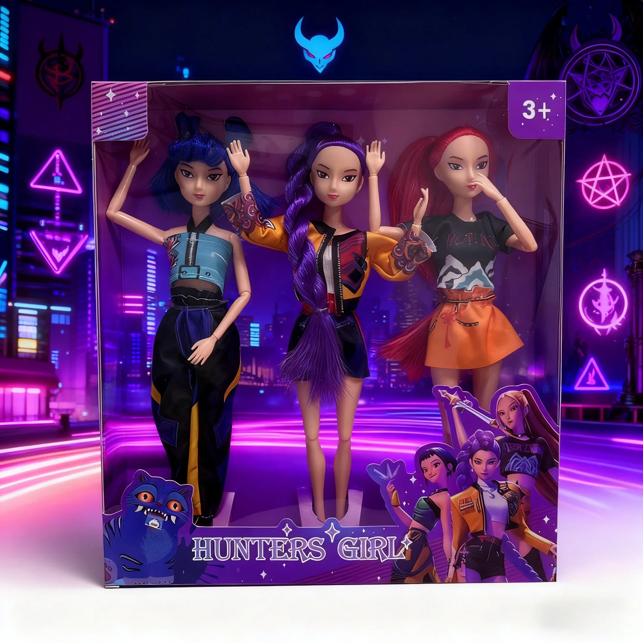 Kpop Demon Hunters Action Figure Dolls - Rumi Mira Zoey 3-Pack with Music, DIY Plastic Toys for Girls 3+, Collectible Kpop Gift