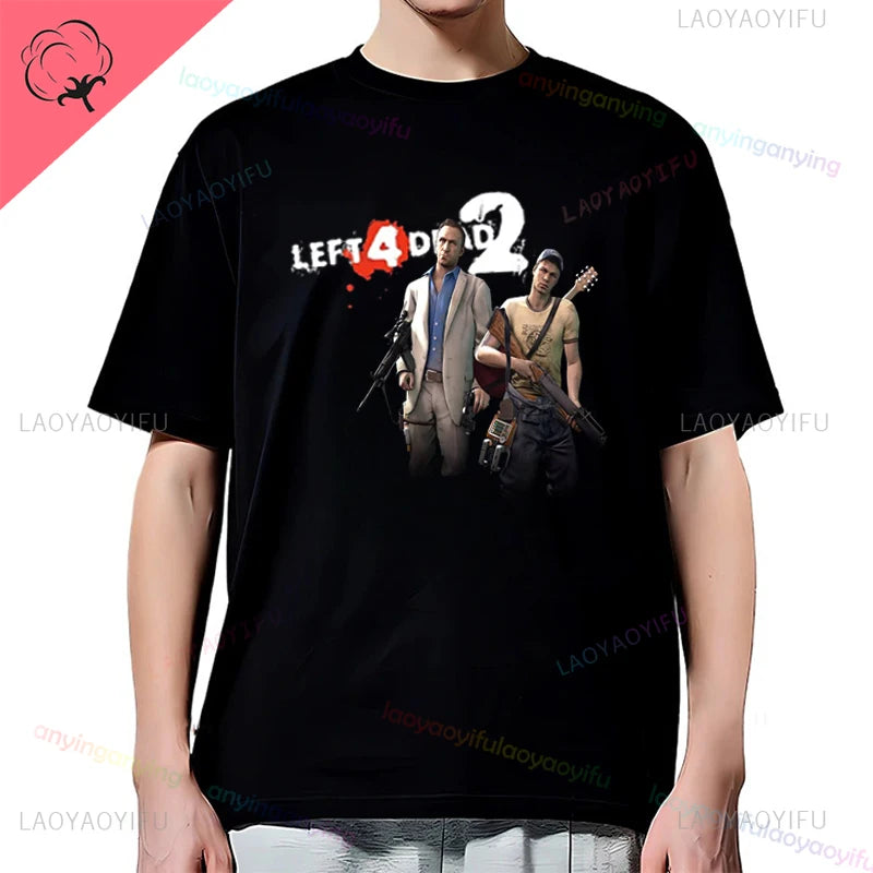 Left 4 Dead 2 L4D T-Shirt Men Women Fashion Casual Gamer Short Sleeve T-shirt Aesthetic Vintage Retro Style T-shirts Harajuku