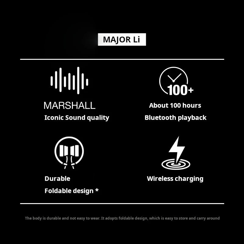 Original Marshall Major V 5 Wireless Bluetooth Headphones With App Classic Earphones Deep Bass Foldable Music Microphone Headset
