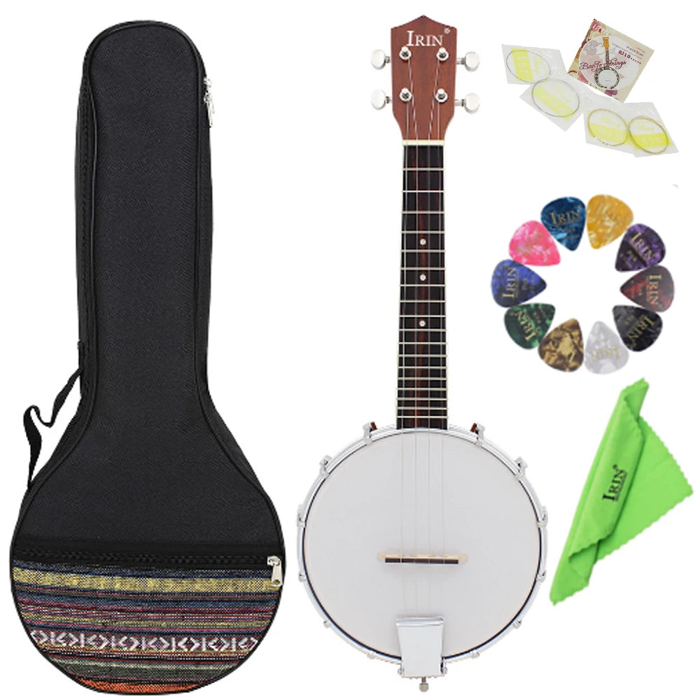 IRIN 4 String Banjo String Instrument Banjo Suitable Playing Jazz Irish Music Finger Picks with Package Accessories
