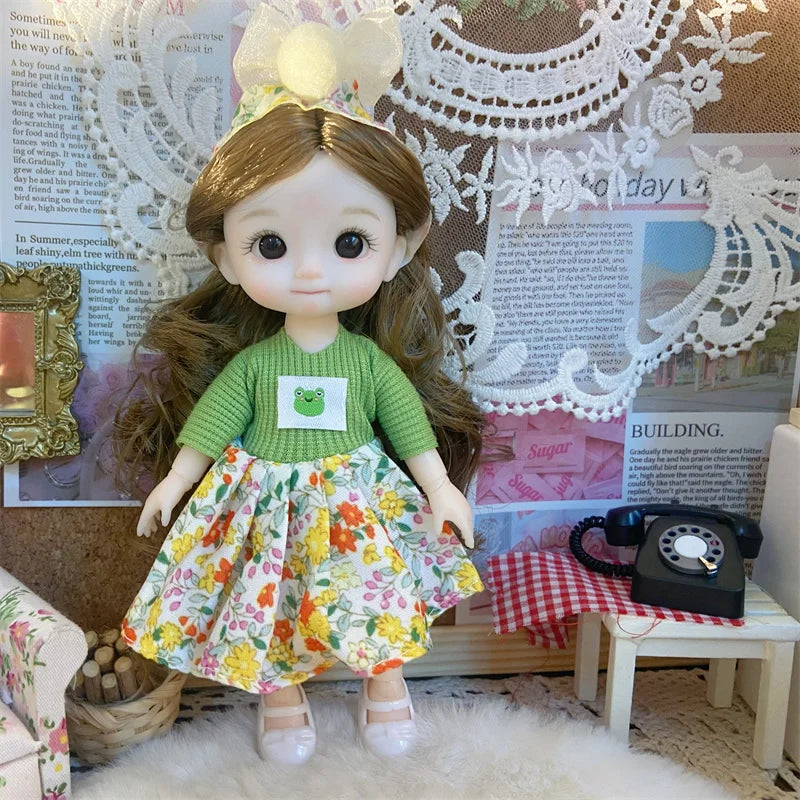 16cm Dolls for Girls Children's Toys 1/8 BJD Mini Dolls Kawaii with Clothes Birthday Xmas Gifts Princess Dress Up Toy