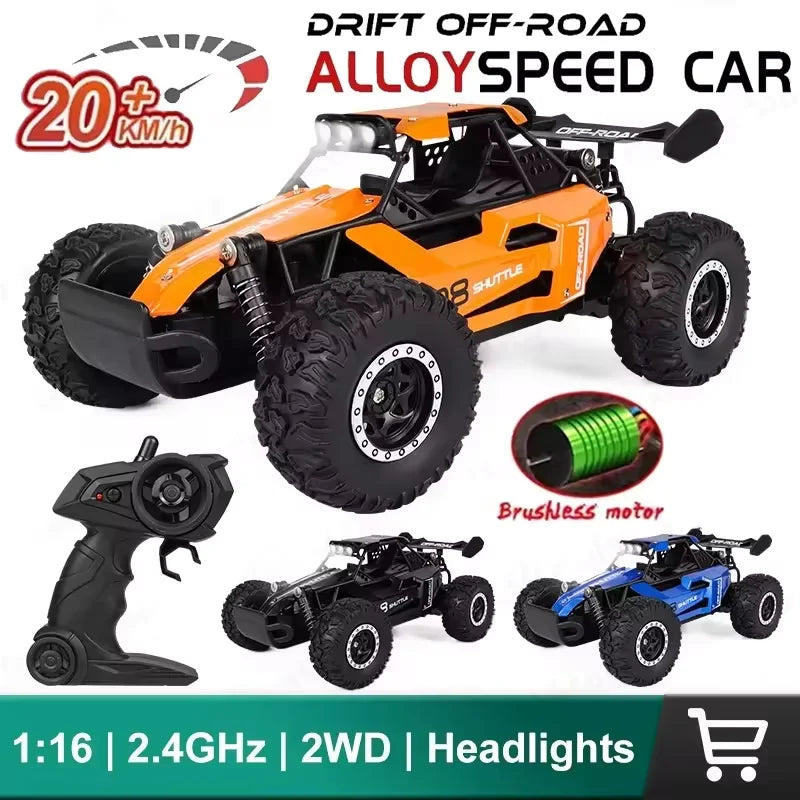 Rc Cars 1:16 2WD Off-Road RC Truck All Terrain 2.4G Electric RC Car High Speed 20KM/H Remote Control Car with LED Lights Kid Toy