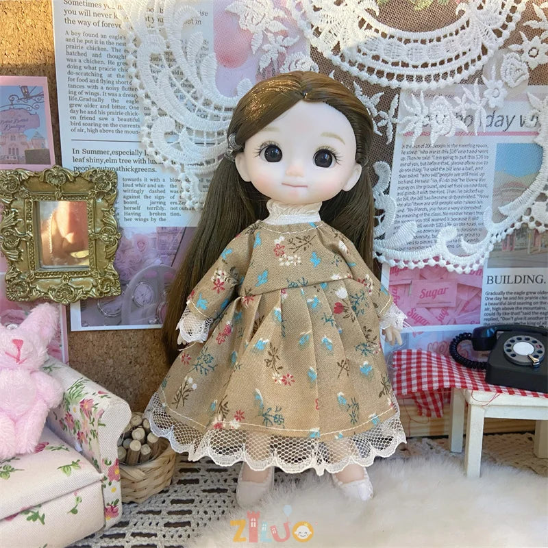 16cm Dolls for Girls Children's Toys 1/8 BJD Mini Dolls Kawaii with Clothes Birthday Xmas Gifts Princess Dress Up Toy