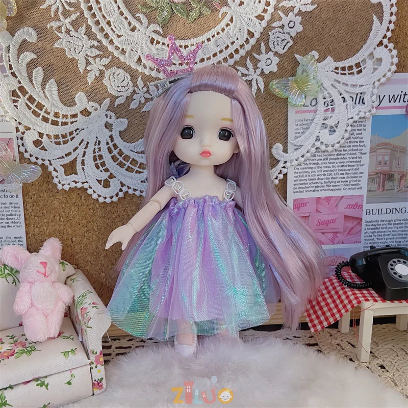 16cm Dolls for Girls Children's Toys 1/8 BJD Mini Dolls Kawaii with Clothes Birthday Xmas Gifts Princess Dress Up Toy