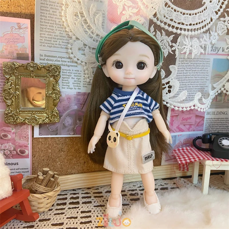 16cm Dolls for Girls Children's Toys 1/8 BJD Mini Dolls Kawaii with Clothes Birthday Xmas Gifts Princess Dress Up Toy