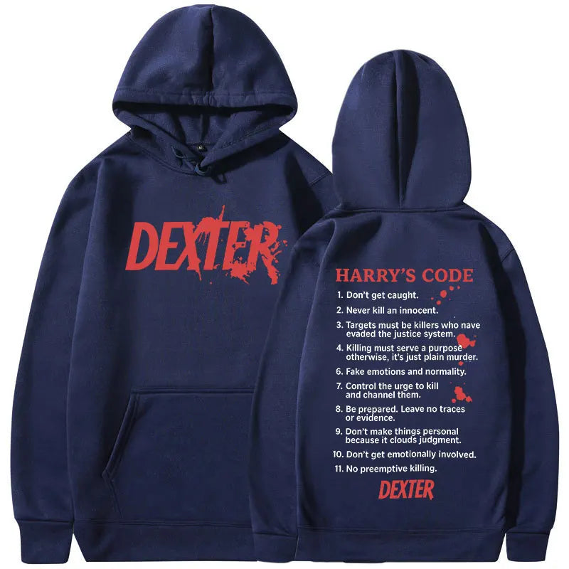 TV Play Dexter Morgan Harry's Code Men's and Women's Hoodies, Oversized Casual Fashion Retro Autumn and Winter Cotton Hoodies