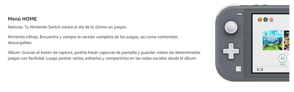 Consolas Nintendo Switch Lite - 32GB Batería 3570mah 5.5'' Compact and lightweight Built-in controllers Compatible games
