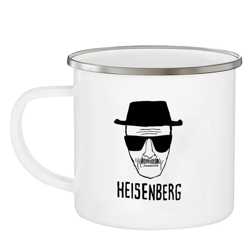 Heisenberg Enamel Camping Mug 11oz Breaking Bad Camping Mug Office Coffee Mug Friends Birthday Gift Mug
